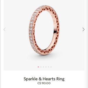 rose gold sparkle and hearts ring pandora